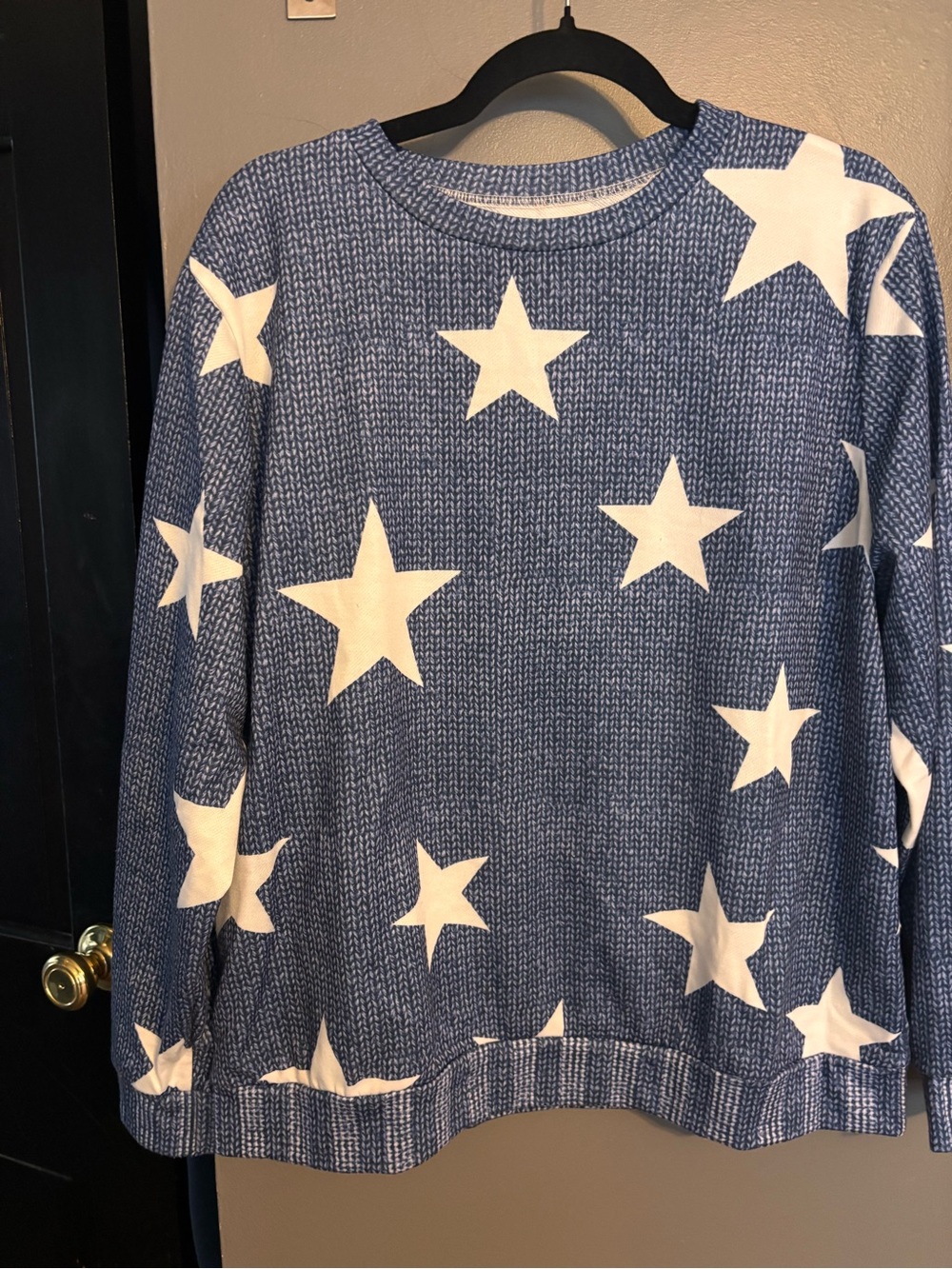 Blue Star-Print Crewneck Sweater